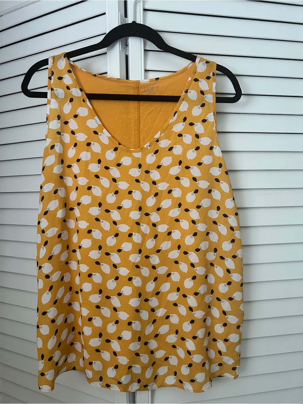 LOFT Yellow Lemon-Print Sleeveless Tank